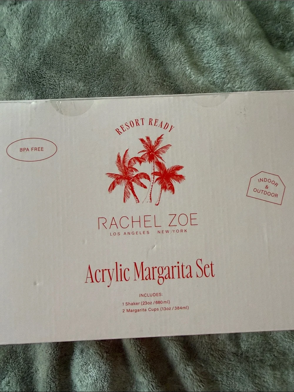 Rachel Zoe Clear Acrylic Margarita Set with Pink Box